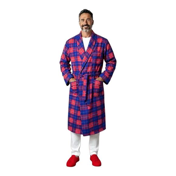 Vintage 80s Pendleton Tartan Plaid 100% Pure Virgin Wool Robe w/belt USA Men’s L - Picture 1 of 6